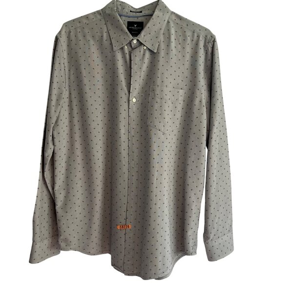 American Eagle Outfitters Mens Classic Fit Seriously Soft Shirt XLT Gray Floral - Picture 1 of 12